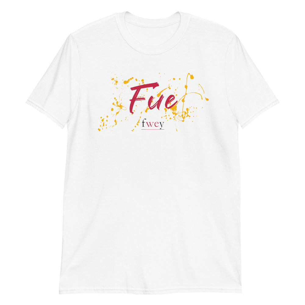 Red&Yellow Fue on White T-Shirt